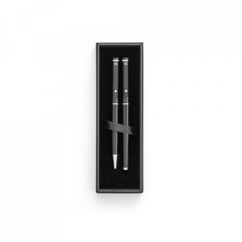 CALIOPE SET. Conjunto de roller e esferogr&aacute;fica em metal - Preto
