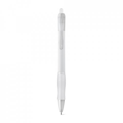 SLIM. Nekĺzav&eacute; guľ&ocirc;čkov&eacute; pero z ABS s klipom - Biela