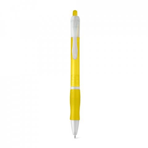 SLIM. Nekĺzav&eacute; guľ&ocirc;čkov&eacute; pero z ABS s klipom - Žlt&aacute;