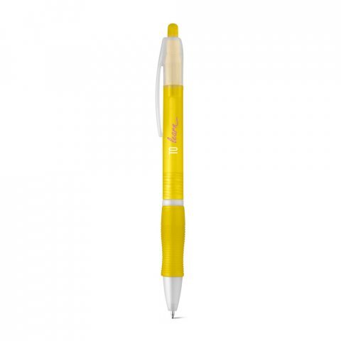 SLIM. Nekĺzav&eacute; guľ&ocirc;čkov&eacute; pero z ABS s klipom - Žlt&aacute;