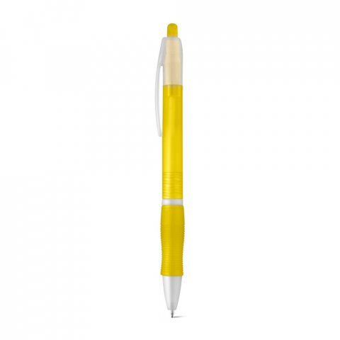 SLIM. Nekĺzav&eacute; guľ&ocirc;čkov&eacute; pero z ABS s klipom - Žlt&aacute;