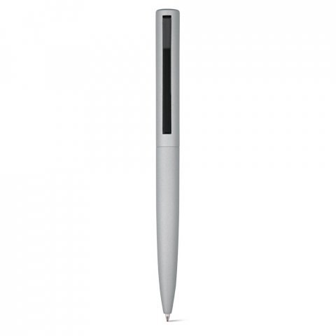 CONVEX. Gerecycled aluminium (100% rAL) en gerecycled ABS (100% rABS) balpen met clip - Satijn zilver