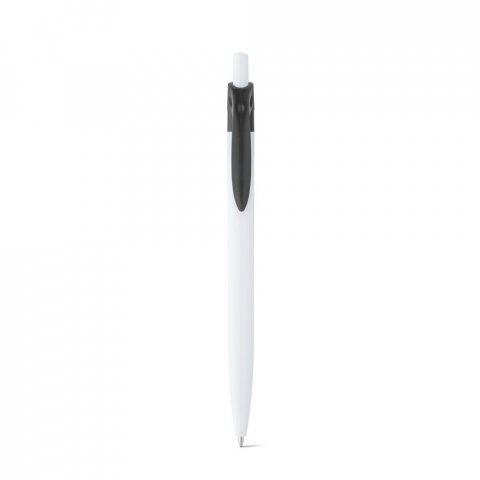 MARS. Penna a sfera in ABS con clip colorata - Nero