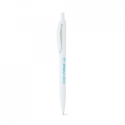 MARS. Penna a sfera in ABS con clip colorata - Bianco