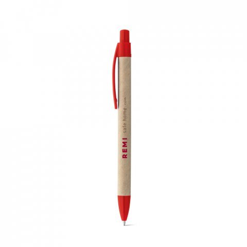 REMI. Esferogr&aacute;fica em papel 100% reciclado com clipe - Vermelho
