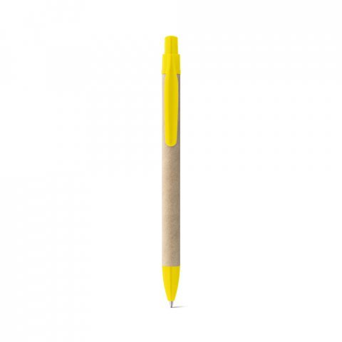 REMI. Esferogr&aacute;fica em papel 100% reciclado com clipe - Amarelo