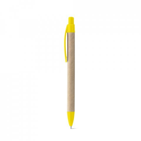 REMI. Esferogr&aacute;fica em papel 100% reciclado com clipe - Amarelo