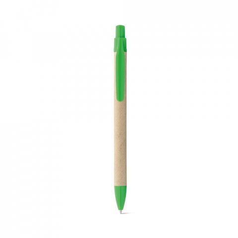 REMI. Esferogr&aacute;fica em papel 100% reciclado com clipe - Verde