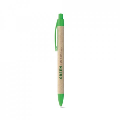 REMI. Esferogr&aacute;fica em papel 100% reciclado com clipe - Verde