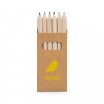 BIRD. Pencil box with 6 coloured pencils - Natural