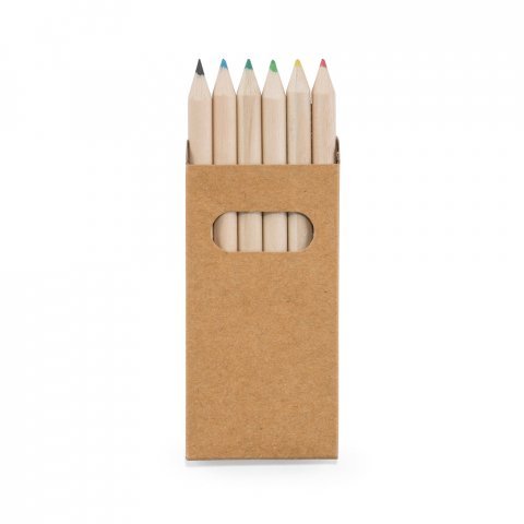 BIRD. Pencil box with 6 coloured pencils - Natural