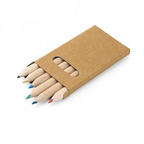 BIRD. Pencil box with 6 coloured pencils - Natural