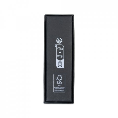 LEAH. Roller and ballpoint pen set in aluminium 94% rAL) with clip - Black
