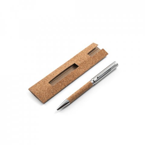 CORKO. Stylo &agrave; bille en li&egrave;ge et m&eacute;tal avec m&eacute;canisme twist - Naturel