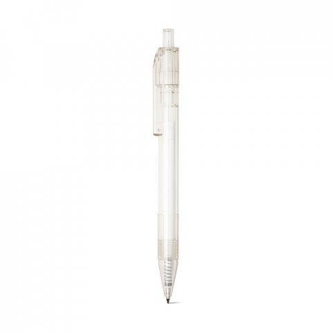 HARLAN. Balpen van rPET met gekleurde knop - Transparant