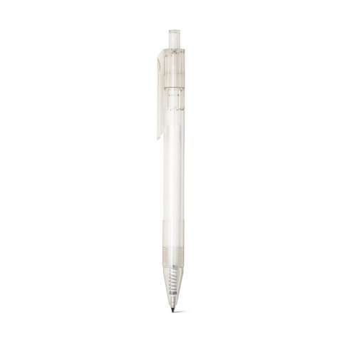 HARLAN. Balpen van rPET met gekleurde knop - Transparant