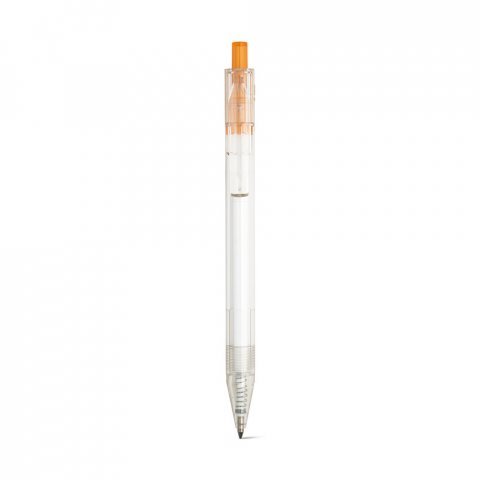 HARLAN. Balpen van rPET met gekleurde knop - Oranje