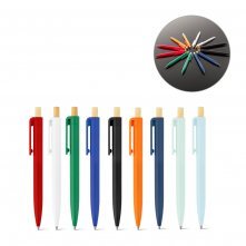 ZARA. Guľ&ocirc;čkov&eacute; pero z recyklovan&eacute;ho ABS (100% rABS) s bambusov&yacute;m tlačidlo