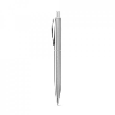 DOOLI. Stylo &agrave; bille en acier inoxydable (53 % recycl&eacute;), avec corps brillant - Argent&eacute;