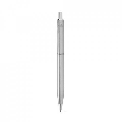 DOOLI. Stylo &agrave; bille en acier inoxydable (53 % recycl&eacute;), avec corps brillant - Argent&eacute;