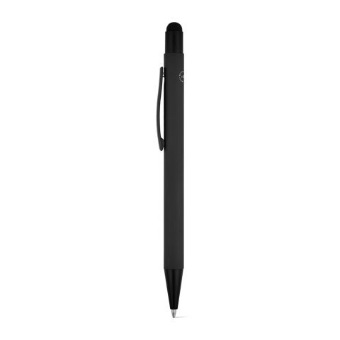 CLINT TOUCH. Penna a sfera dal design moderno, realizzata in alluminio riciclato (100% rAL) con finitura gommata - Nero