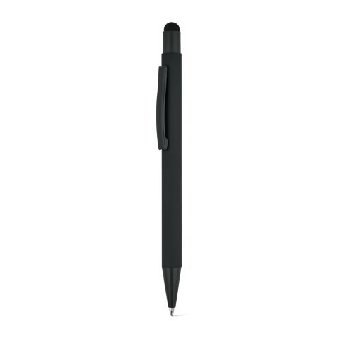 CLINT TOUCH. Penna a sfera dal design moderno, realizzata in alluminio riciclato (100% rAL) con finitura gommata - Nero