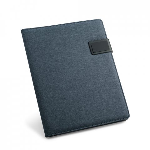 RIORDAN. A4 folder in imitation linen and PU with lined pages - Blue