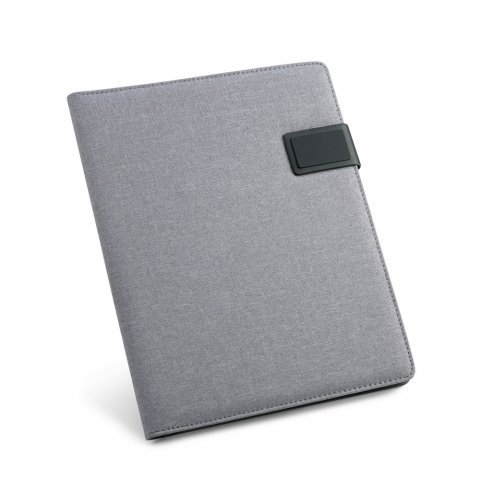 RIORDAN. A4 folder in imitation linen and PU with lined pages - Light grey