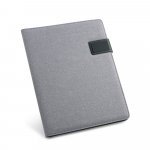 RIORDAN. A4 folder in imitation linen and PU with lined pages - Light grey