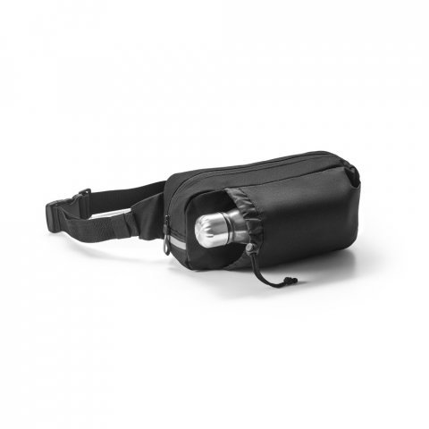 DELFOS POUCH. Midjeveske i 300D resirkulert polyester og 600D resirkulert polyester med reflekterende elementer - Svart