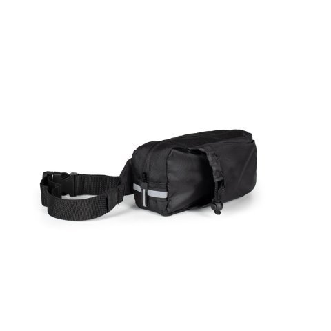 DELFOS POUCH SHINY. 300D kierr&auml;tetyst&auml; polyesterist&auml; (kiilt&auml;v&auml; pinta) ja 600D kierr&auml;tetyst&auml; polyesterist&auml; valmistettu vy&ouml;laukku heijastavilla elementeill&auml; - Musta