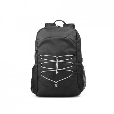 DELFOS BACKPACK. 300D gerecycled polyester en 600D gerecycled polyester laptop rugzak met reflecterende elementen - Zwart