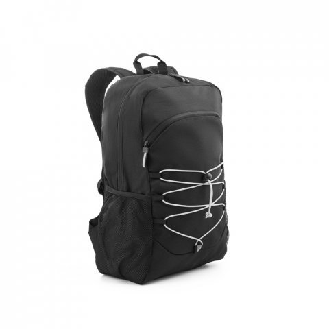 DELFOS BACKPACK. 300D gerecycled polyester en 600D gerecycled polyester laptop rugzak met reflecterende elementen - Zwart