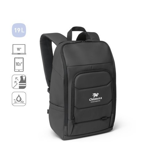 TOULON. Ranac za laptop napravljen od 600D recikliranog poliestera visoke gustine sa vodootpornom zavr&scaron;nom obradom 16"