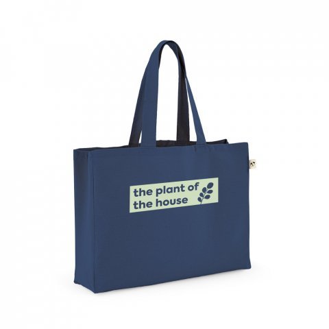 CAMDEN. Puuvillaa (50 %), kierr&auml;tetty&auml; puuvillaa (30 %) ja polyesteri&auml; (20 % rPET) sis&auml;lt&auml;v&auml; kassi (280 g/m&sup2;) - Sininen