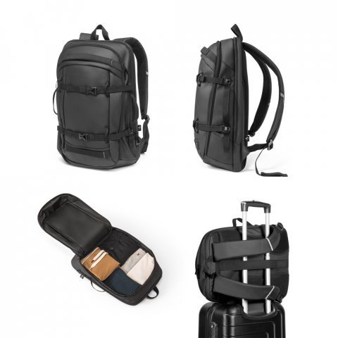 KAMPALA. Laptop h&aacute;tizs&aacute;k 900D, nagy sűrűs&eacute;gű &uacute;jrahasznos&iacute;tott poli&eacute;szterből, v&iacute;z&aacute;ll&oacute; bevonattal &eacute;s 210D &uacute;jrahasznos&iacute;tott poli&eacute;szter b&eacute;l&eacute;ssel 17.3"