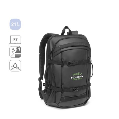 KAMPALA. Sac &agrave; dos pour ordinateur portable en polyester recycl&eacute; haute densit&eacute; 900D, avec rev&ecirc;tement imperm&eacute;able et doublure en polyester recycl&eacute; 210D 17.3"