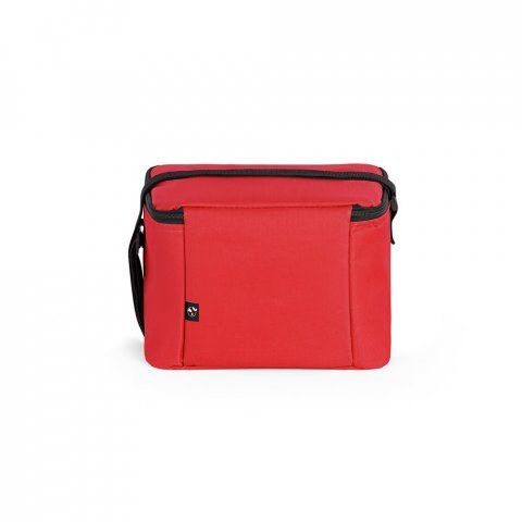 CANCUN. Thermal bag in 600D recycled polyester with adjustable webbing strap 7 L - Red