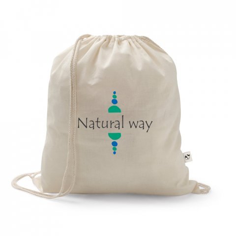 SALAMANCA. Bolsa tipo mochila de algod&oacute;n reciclado (70%) y poli&eacute;ster (30% rPET) (150 g/m&sup2;) - Natural claro