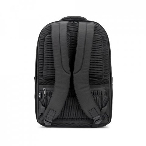 YANGON BPACK. Diebstahlsicherer Rucksack aus Twill mit wasserabweisender Beschichtung und recyceltem 600D-Polyester f&uuml;r Laptops 17.3" - Schwarz