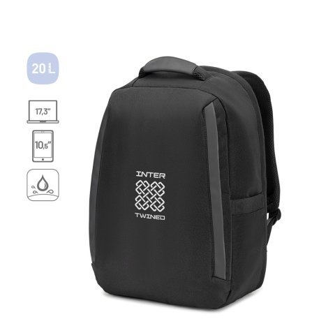 YANGON BPACK. Batoh proti kr&aacute;deži, v keprovej tkanine s vodoodpudiv&yacute;m povlakom a hustou 600D recyklovanou polyesterovou tkaninou, pre laptop 17.3"