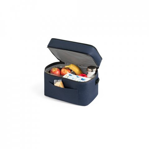 CANCUN LARGE. Thermal bag in 600D, recycled polyester, with adjustable webbing strap 14 L - Blue