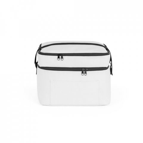 CANCUN LARGE. Thermal bag in 600D, recycled polyester, with adjustable webbing strap 14 L - White