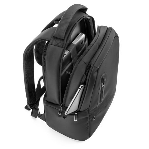 BOSTON SOLID. Zaino per laptop (17") in nylon 150D con 2 scomparti imbottiti - Nero