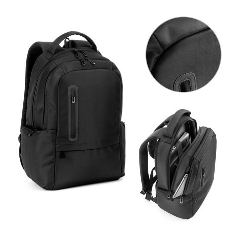 BOSTON SOLID. Zaino per laptop (17") in nylon 150D con 2 scomparti imbottiti
