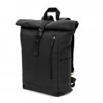 SAINT. Roll top backpack in recycled cotton and recycled polyester (380 g/m&sup2;) - Black