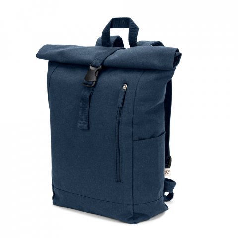 SAINT. Roll top backpack in recycled cotton and recycled polyester (380 g/m&sup2;) - Blue