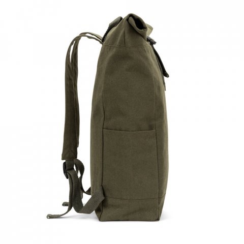 SAINT. Roll top backpack in recycled cotton and recycled polyester (380 g/m&sup2;) - Dark green