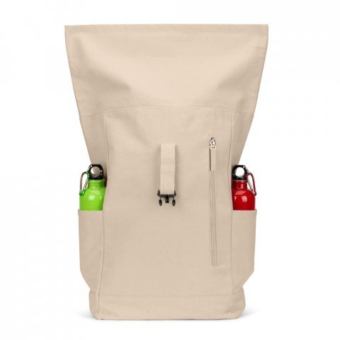 SAINT. Roll top backpack in recycled cotton and recycled polyester (380 g/m&sup2;) - Natural