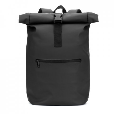 PORTLAND. PU roll top ranac sa džepom za laptop od 16" - Crna